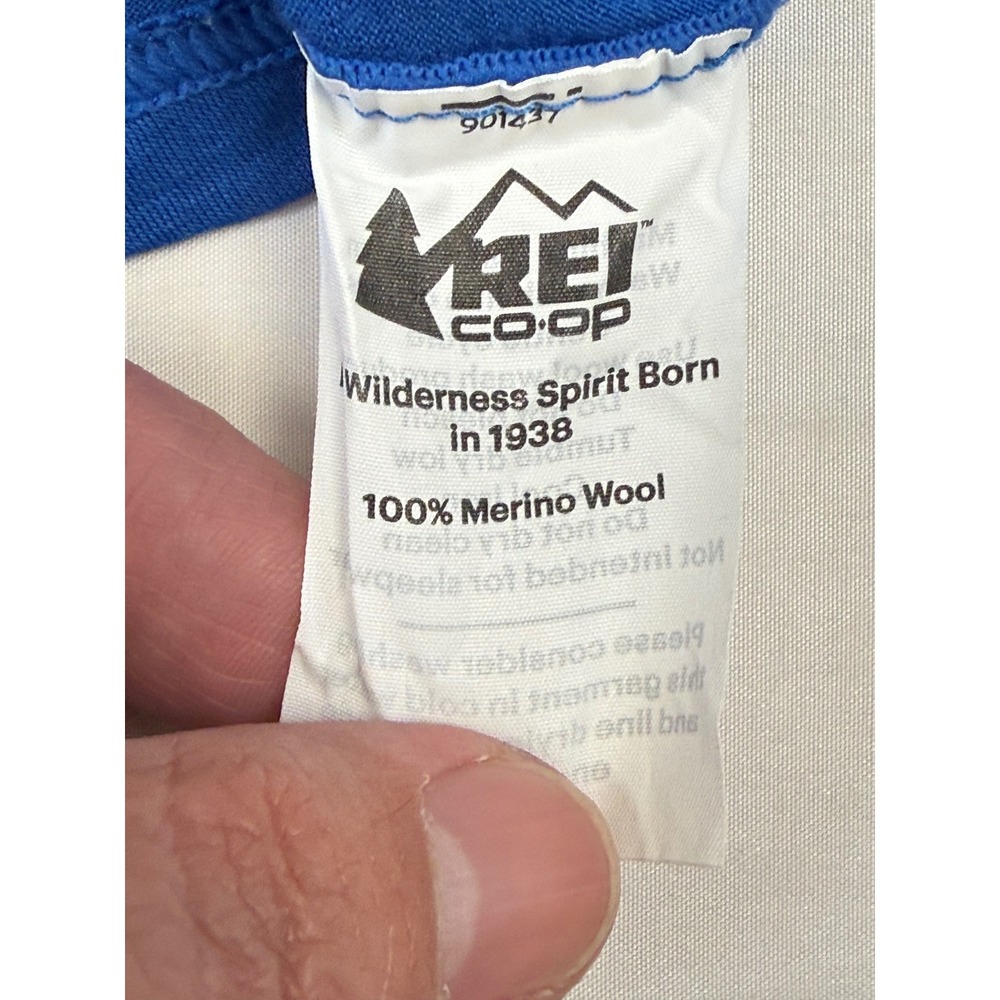 REI Co-op Kids Blue 100% Merino Wool Long Sleeve Base Layer Top Size M 10-12 - Picture 6 of 8